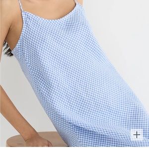 Gwyneth slip dress in blue gingham linen